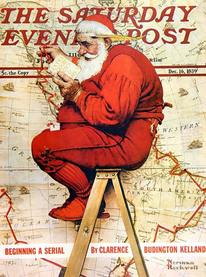 Saturday Evening Post Norman Rockwell Santa Claus magazine cover